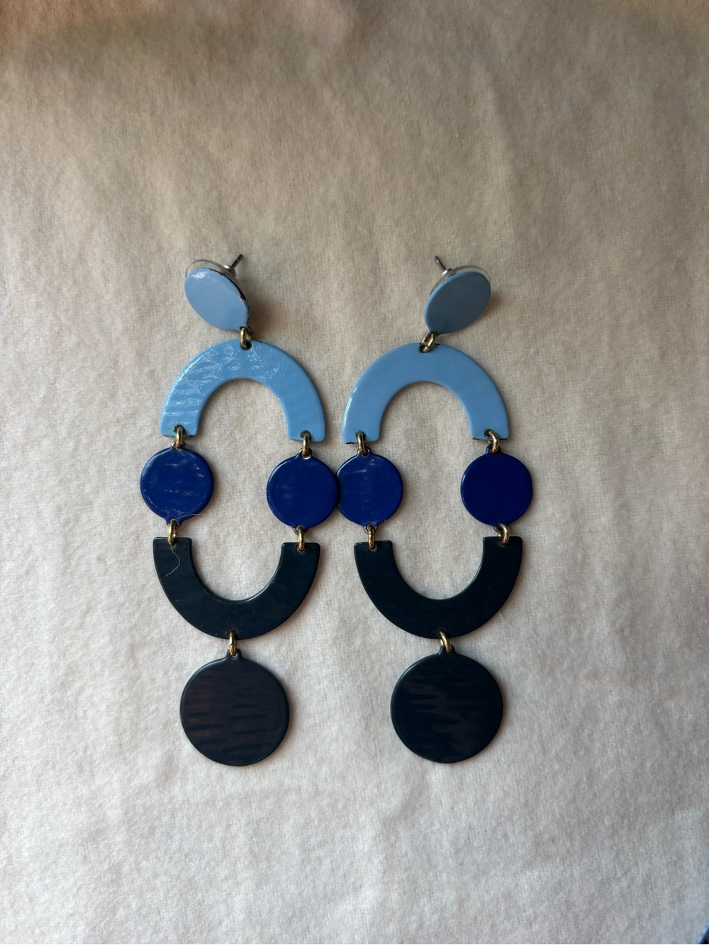 J. Crew Two-Tone Blue & Green Geometric Dangle Earrings